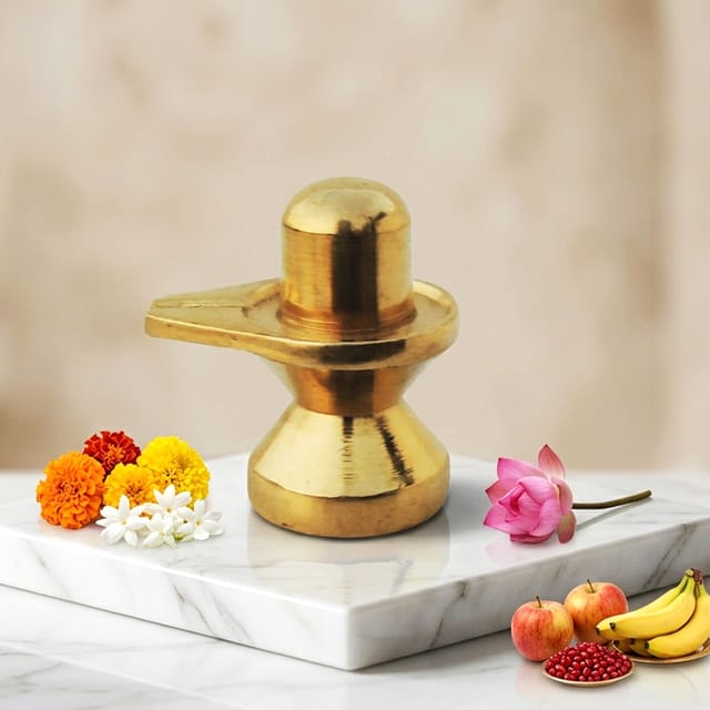 Brass Temple Shiv Ling - 1*1*1.2 Inch (BS997 B)