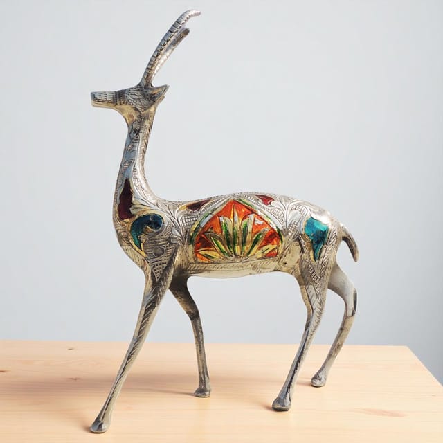 Brass Showpiece Deer Statue - 6.2*1.6*9.5 Inch (AN037 A)