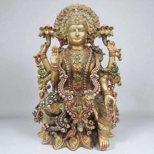 Brass Showpiece Laxmi Colour  Statue - 9*7.5*16 Inch (BS1124 L)