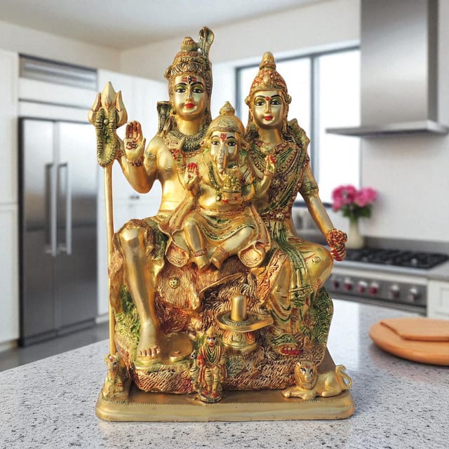Brass Showpiece Shiv Parivar Statue - 11*8*16.5 Inch (BS493 I)