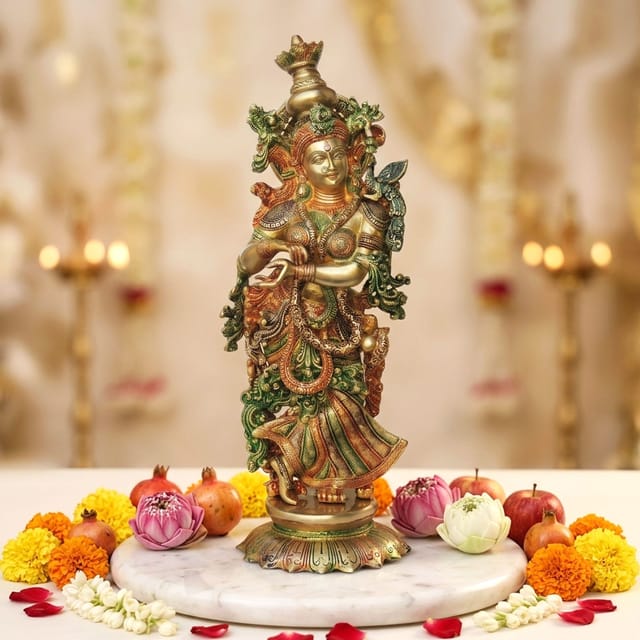 Brass Showpiece Radha Statue - 9*7.3*24.7 Inch (BS1379 R)
