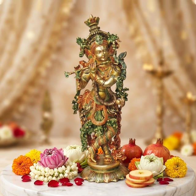 Brass Showpiece Krishna Statue - 9*7.5*25.5 Inch (BS1379 K)