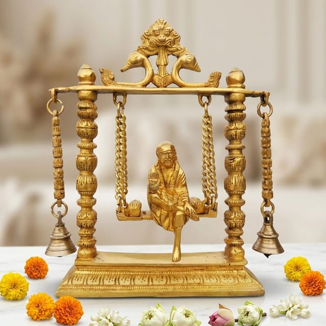 Brass Showpiece Sai Baba on Jhula Idol Statue - 8.2*2.2*10* Inch (BS1288 B)