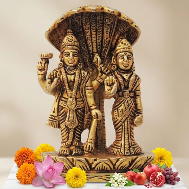 Brass Showpiece Vishnu Laxmi Ji God Idol Statue - 2.6*1*4 Inch (BS1392 D)