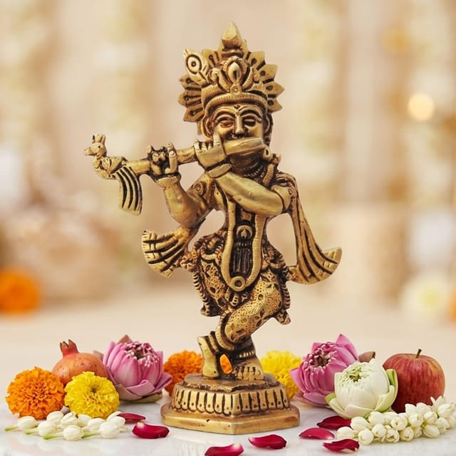 Brass showpiece Krishna Idol Statue - 2.5*1.5*4.5 Inches (BS1393 K)