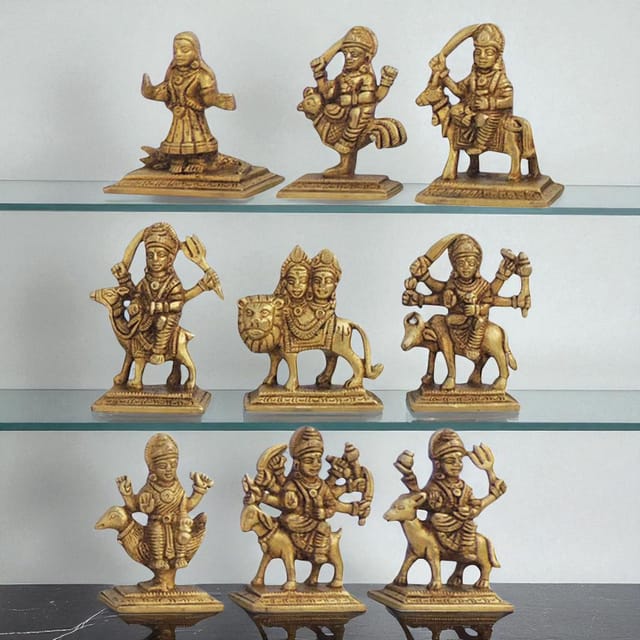 Brass Showpiece Nau Durga [Nine Durga] Statue - 2.5*1.5*3.2 Inch (BS1271 A)