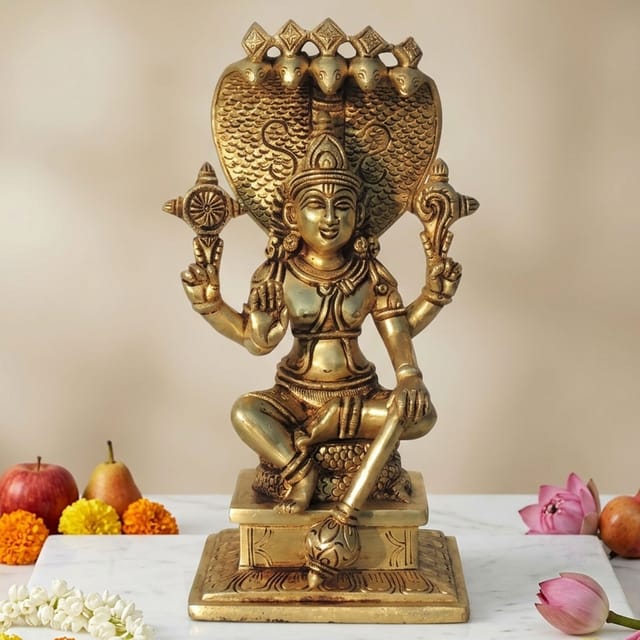 Brass Showpiece Vishnu Ji God Idol Statue - 4.5*4.5*9.5 Inch (BS1454 C)