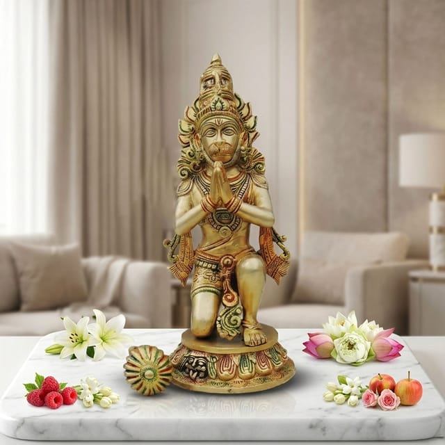 Brass Showpiece Hanuman ji statue Idol - 5.5*5.5*12.5 Inch (BS1424 H)