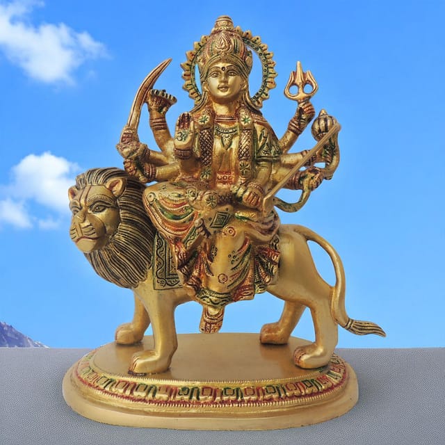 Brass Showpiece Durga Ji God Idol Statue - 7.5*4.6*9.2 Inch (BS937 R)