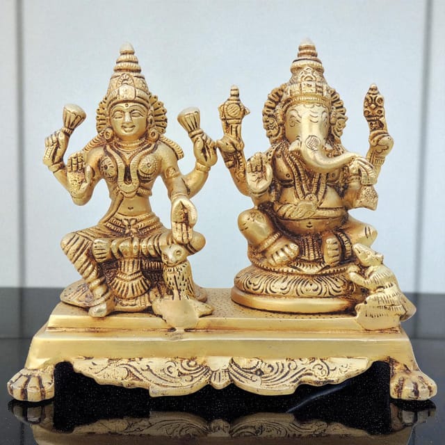 Brass Showpiece Laxmi Ganesh God Idol Statue - 7*3.5*6 Inch (BS1365 D)
