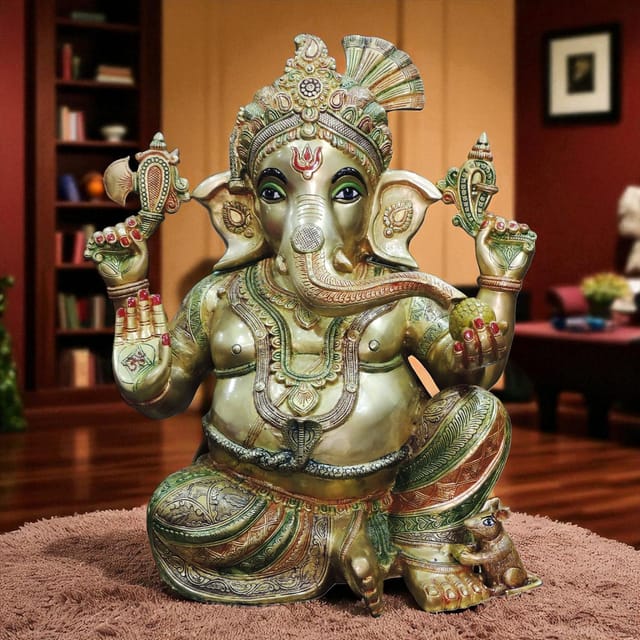 Brass Showpiece Ganesh Ji Statue Idol  - 18*12*20.5 Inch (BS1499 A)
