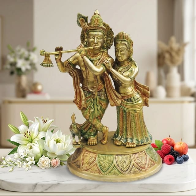 Brass Showpiece Radha Krishna God Idol Statue - 10*8*16 Inch (BS399 X)