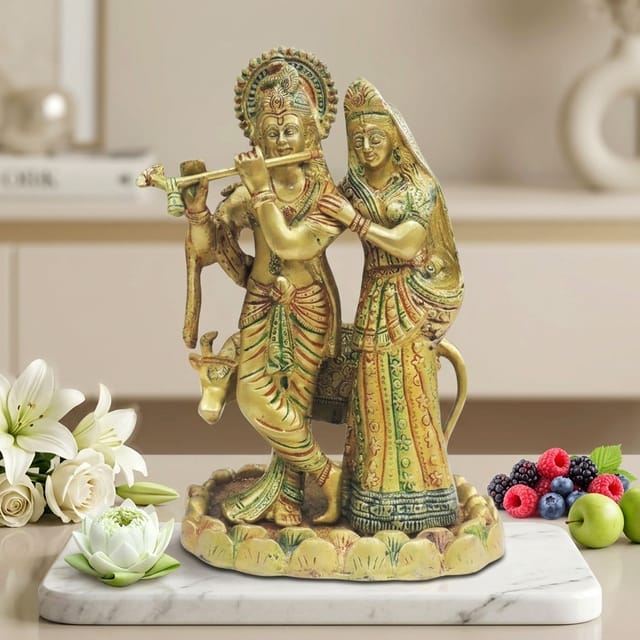 Brass Showpiece Radha Krishna God Idol Statue - 7.5*5.5*11 Inch (BS1231 A)