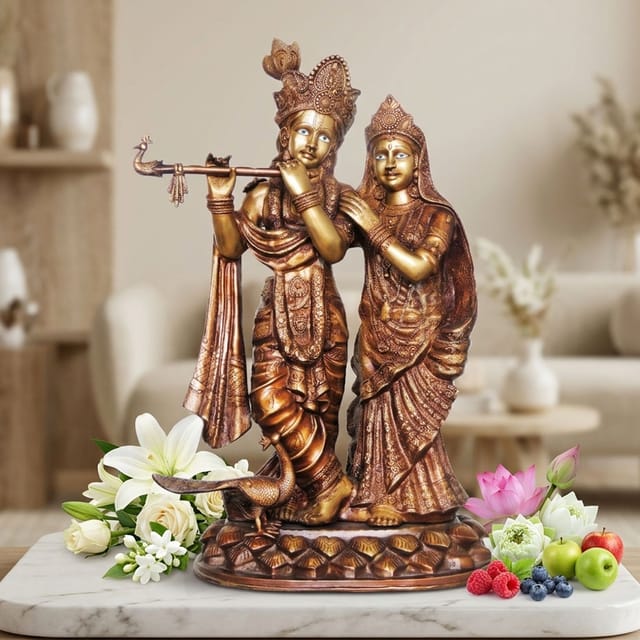 Brass Showpiece Radha Krishna God Idol Statue - 18.5*10.4*30 Inch (BS683 B)