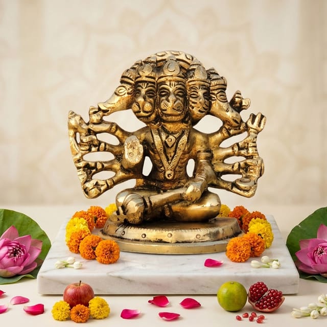 Brass Showpiece Panchmukhi Hanuman Ji Statue idol  - 4*2*4 Inch (BS1528 E)