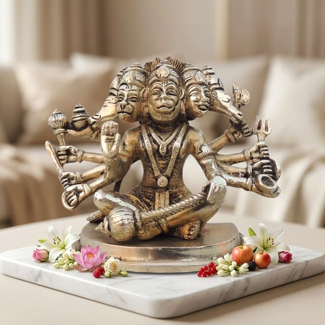 Brass Showpiece Panchmukhi Hanuman Ji Statue idol  - 6.5*3.2*5.5 Inch (BS1528 G)