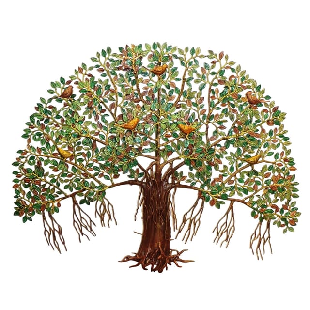 Brass Wall Hanging Showpiece Kalpavriksha Tree Statue - 46*6*36 Inch (BS1569 G)