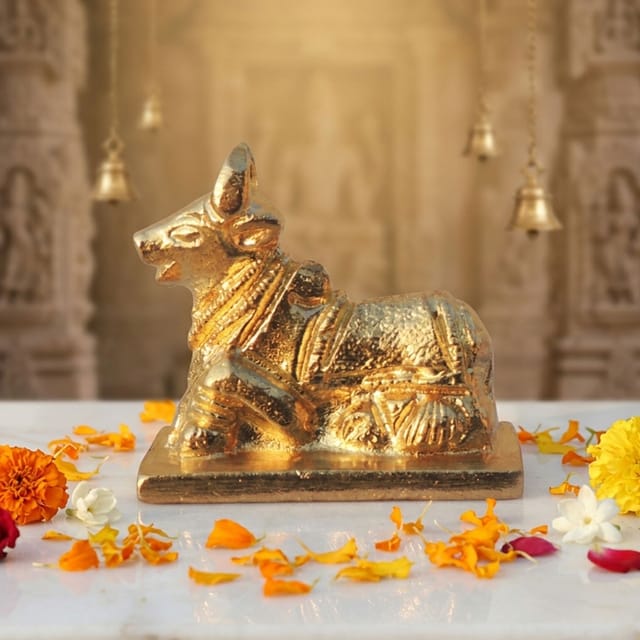 Brass Showpiece Nandi Ji God Idol Statue - 2*1.1*2 Inch (BS1530 B)