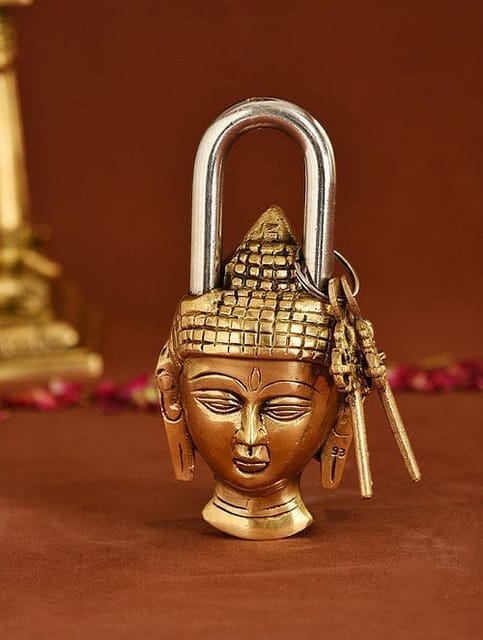 Brass Showpiece & Working Buddha Shape Lock - 2.7*1.5*7 Inch (BS1486 F)