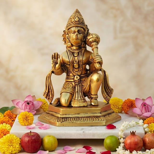 Brass Showpiece Hanuman Ji God Idol Statue - 5*3.5*6.5 Inch (BS1032 E)