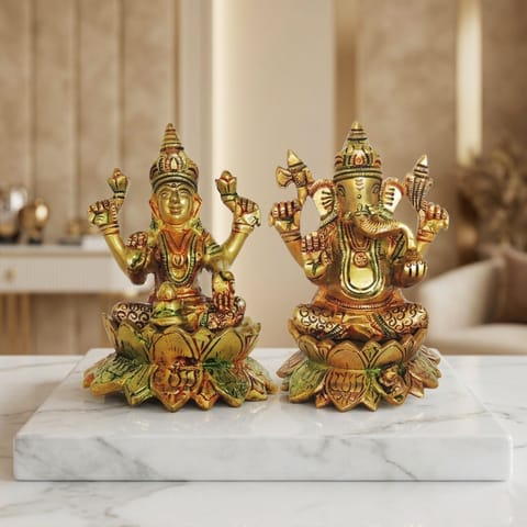 Brass Showpiece Laxmi Ganesh Pair God Idol Statue (BS1411)