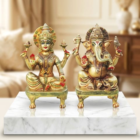 Brass Showpiece Laxmi Ganesh Pair God Idol Statue (BS1285)