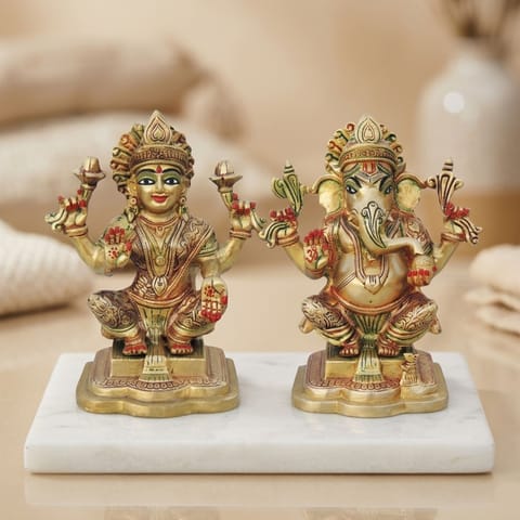 Brass Showpiece Laxmi Ganesh Pair God Idol Statue (BS1063)