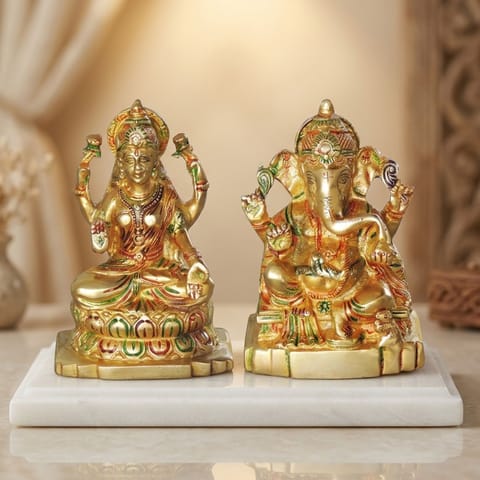 Brass Showpiece Laxmi Ganesh Pair God Idol Statue (BS1065)