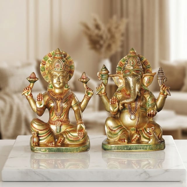 Brass Showpiece Laxmi Ganesh Pair God Idol Statue (BS1062)
