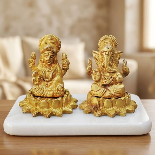 Brass Showpiece Laxmi Ganesh Pair God Idol Statue (BS892)