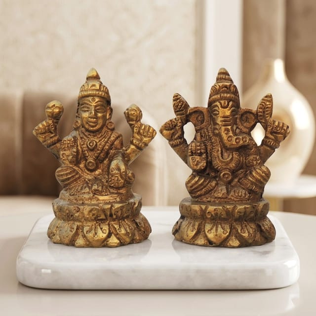 Brass Showpiece Laxmi Ganesh Pair God Idol Statue (BS1003)
