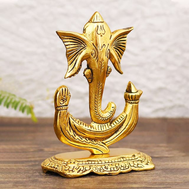 Aluminium Showpiece Trishul Ganesh Ji Statue - 5.2*3.5*6.5 Inch (AS438 G)