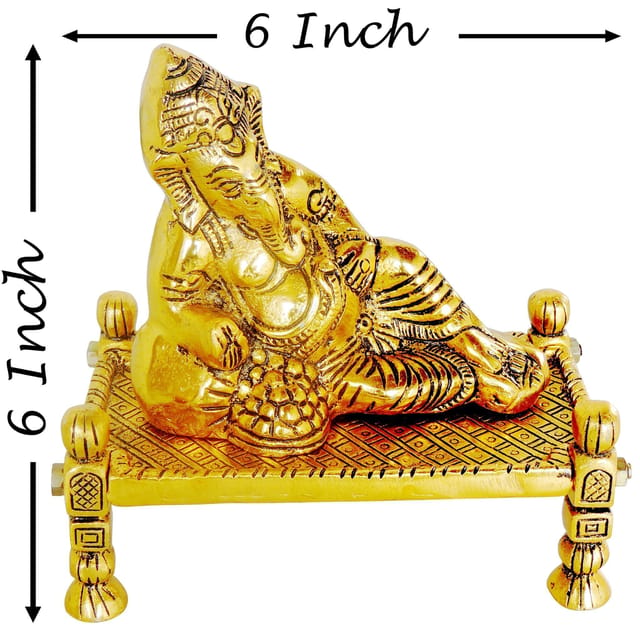 Aluminium Showpiece Bed Ganesh Statue - 6*3.2*6 Inch (AS445 G)