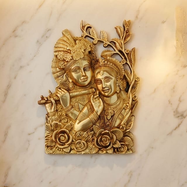 Brass Showpiece Radha Krishna God Idol Statue - 10.5*1*14 Inch (BS1634 D)