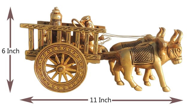Brass Showpiece Cow Cart Statue - 11*5.5*6 Inch (BS1546 C)