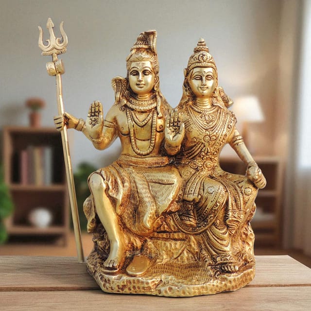 Brass Showpiece Shiv Parvati God Idol Statue - 7*3.5*9 Inch (BS1353 C)
