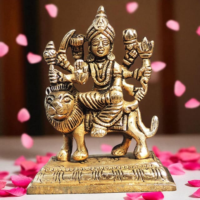 Brass Showpiece Durga Ji God Idol Statue - 3.2*2*4.5 Inch (BS1028 X)