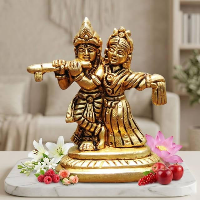 Brass Showpiece Radha Krishna God Idol Statue - 2.5*1.5*3.2Inch (BS1739 B)