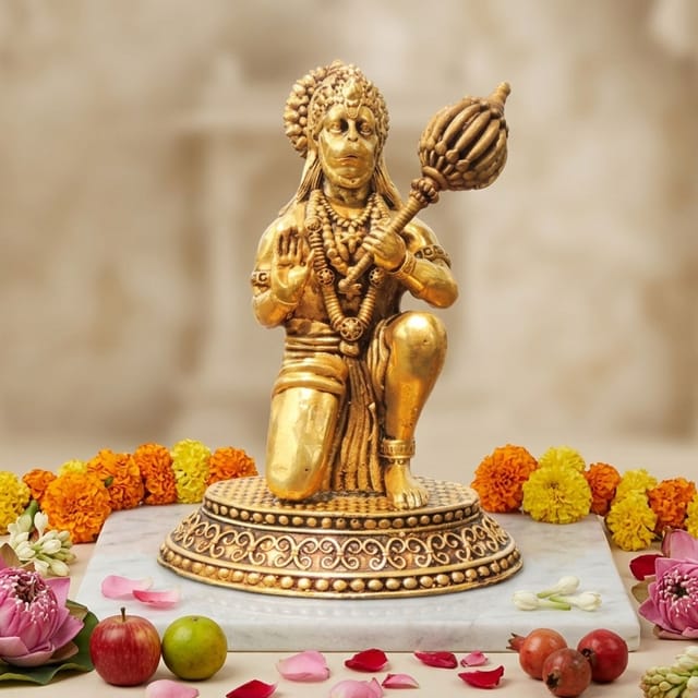 Brass Showpiece Hanuman Ji God Idol Statue, Made From Machine - 3.5*2*4.5 Inch (BS1735 E)