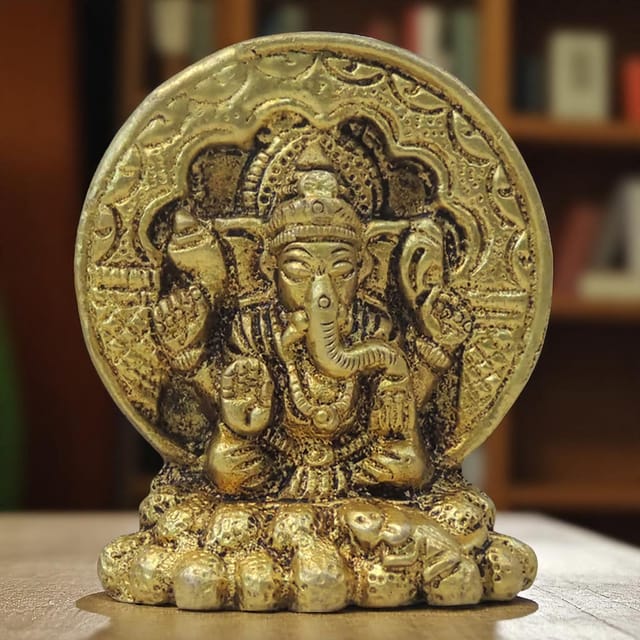 Brass Showpiece Ganesh Ji God Idol Statue - 2*1*2.5 Inch (BS1713 G)