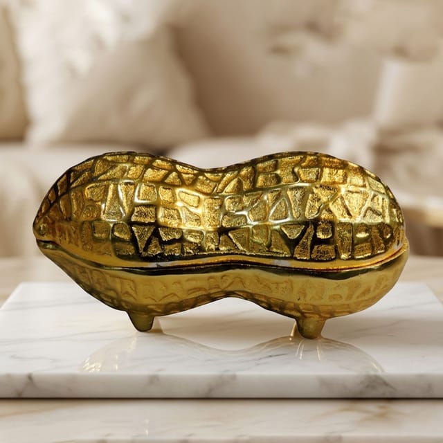 Aluminium Decorative Peanut Shape Dry Fruit Box No. 1 - 4.2*2*2 Inch (AT067 A)