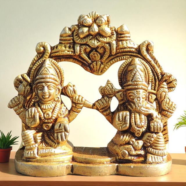 Brass Showpiece Laxmi Ganesh God Idol Statue - 3.5*1.2*3.2 Inch (BS645 R)