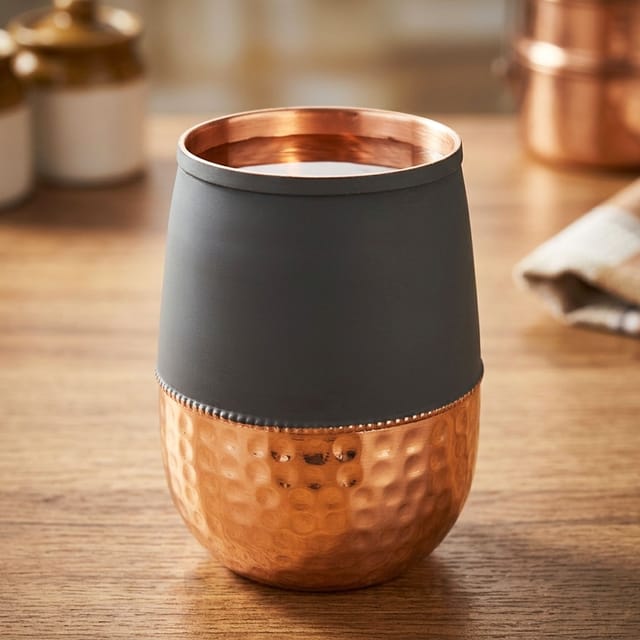 Copper Damru Glass Grey - 3*3*3.5 Inch (BC183 C)