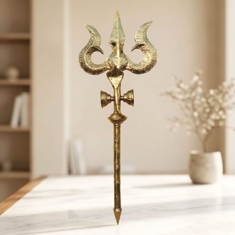 Brass Trishul - 13*4*38 Inch (Z622 E)