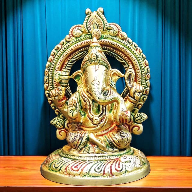 Brass Showpiece Ganesh Ji God Idol Statue - 3.6*3*5.5 Inch (BS1766 G)