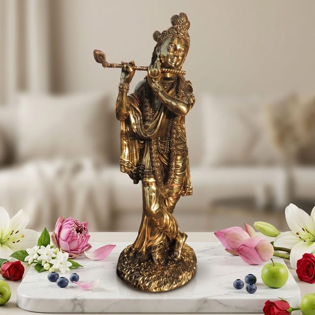 Brass Showpiece Krishna God Idol Statue - 3.5*3.2*10 Inch (BS1806 G)