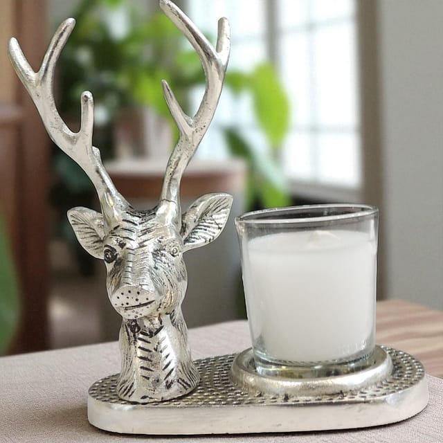 Aluminium Showpiece Deer Wax Glass Holder - 5*3*6 Inch (AS498 S)