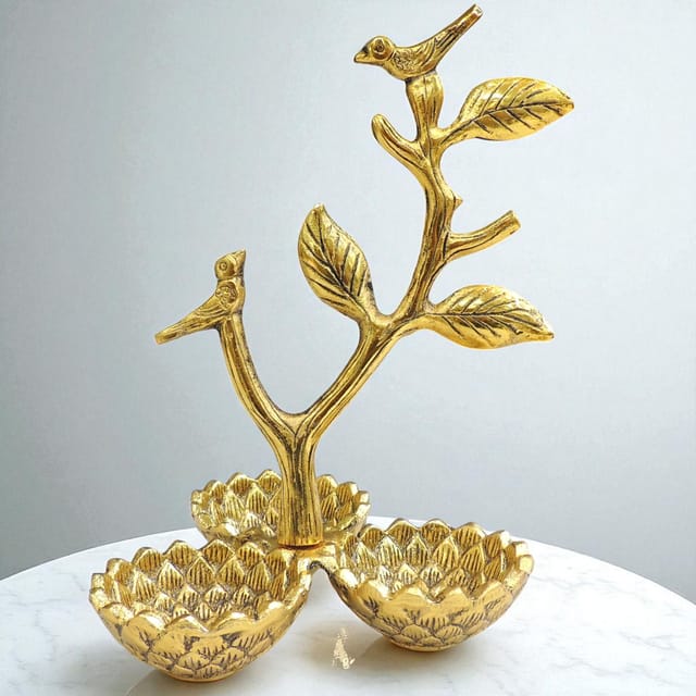 Aluminium Showpiece Tree Branch Bowl - 8*8*11.5 Inch (AS493 C)