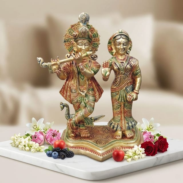 Brass Showpiece Radha Krishna God Idol Statue - 6*3.2*8 Inch (BS1747 D)