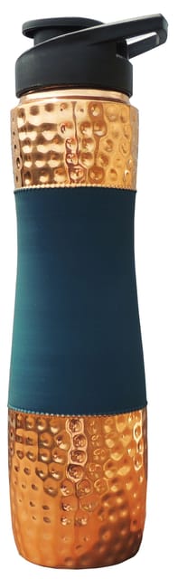 Copper Drinking Water Bottle Sipper Silk Blue - 3*3*11.5 Inch (BC188 D)